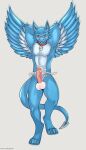  anthro balls blush bodily_fluids claws collar cum digital_media_(artwork) dragon erection fur furred_dragon genital_fluids genitals hi_res looking_at_viewer male mammal midnight_blue nude penis simple_background smile solo white_background wings 