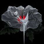 1:1 2026 6_eyes anthro arachnid arthropod black_body clothed clothing dress female first_sinner flower hi_res hollow_knight:_silksong hollow_knight_(franchise) lying multi_eye multi_limb on_back plant solo team_cherry viaaderiam weaver_(hollow_knight) white_clothing white_dress white_flower