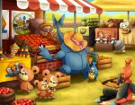  :3 apple apron arboliva artist_name baguette barrel basket beedrill bottle bread buck_teeth character_name closed_eyes closed_mouth clothed_pokemon commentary crate ditto english_commentary english_text fangs fidough food foongus fruit grass greedent green_apron hat heracross highres holding holding_basket holding_bread holding_food holding_instrument holding_jar holding_vegetable holding_violin honey instrument jar karrablast kricketune market morelull mushroom music onion open_mouth outdoors paras playing_instrument pokemon pokemon_(creature) pokemon_focus potato pumpkin seedot signature sitting smile smoliv staryu straw_hat sun_hat teddiursa teeth thecalendork tomato transformed_ditto vegetable violin violin_case watermark weedle wheat_field 