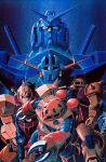  1970s_(style) 1980s_(style) army beam_cannon beam_rifle cable claws commentary_request cropped earth_federation energy_gun gelgoog gelgoog_s_char_custom gundam looking_at_viewer mecha mecha_focus mobile_armor mobile_suit mobile_suit_gundam no_humans official_art one-eyed ookawara_kunio painting_(medium) promotional_art realistic retro_artstyle robot roundel rx-78-2_gundam scan science_fiction shield traditional_media v-fin weapon z'gok z'gok_char_custom zaku zaku_ii zaku_ii_s_char_custom zeon zeong 