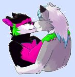  &lt;3 anthro boop canid canine canis daimion_kai_zafox dante_kinkade duo fox happy hi_res hug kissing male male/male mammal mochibiart nose_boop smile wolf 