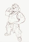  absurd_res anthro belly biceps canid canine canis domestic_dog floppy_ears heylaw21 hi_res hisaki_(live-a-hero) jewelry live-a-hero male mammal musclegut necklace sketch solo tattoo 