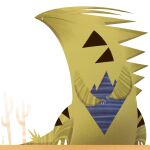  abstract cactus claws fang fangs fangs_out gen_2_pokemon highres looking_away lorenzocolangeli pokemon pokemon_(creature) signature simple_background solo spikes tyranitar white_background 