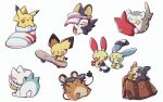  backpack bag beanie brown_bag closed_eyes commentary dedenne emolga gen_1_pokemon gen_2_pokemon gen_3_pokemon gen_4_pokemon gen_5_pokemon gen_6_pokemon gen_7_pokemon gen_8_pokemon gloves hat hatted_pokemon minun morpeko morpeko_(full) no_humans pachirisu pichu pikachu plusle pokemon pokemon_(creature) rakkonokawa rotom rotom_dex shoes simple_background single_shoe skateboard sunglasses sweatdrop togedemaru visor_cap white_background white_footwear white_headwear 