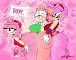  &lt;3 2021 5_fingers accessory amy_rose anthro balls big_butt black_nose blush bodily_fluids butt classic_amy_rose classic_sonic_(universe) clothing cum eulipotyphlan eyelashes fingers fur genital_fluids genitals gloves green_eyes gynomorph hair handwear headband hedgehog hi_res intersex mammal nipple_outline ota_(artist) penis pink_body pink_fur pink_hair selfcest signature smile sonic_boom sonic_the_hedgehog_(series) square_crossover tongue tongue_out trio vein veiny_penis 