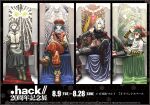  .hack// .hack//g.u. .hack//games .hack//link .hack//sign 4boys abs absurdres adjusting_eyewear aika_(.hack//) ankle_boots anniversary aqua_eyes aqua_hair artist_request aura_(.hack//) bare_shoulders black_background black_boots black_gloves black_pants black_vest boots bracer brown_boots brown_gloves brown_hair brown_hat brown_shirt brown_skirt choker closed_mouth collared_shirt column_lineup commentary_request copyright_name copyright_notice crossed_legs curtained_hair elbow_gloves elbow_rest facial_mark fingerless_gloves flipped_hair fold-over_boots gloves goggles goggles_on_head green_gloves guardian_(.hack//) hand_on_lap hand_on_own_cheek hand_on_own_face hand_on_own_leg handheld_game_console haseo_(.hack//) hat highres holding holding_handheld_game_console honeycomb_(pattern) honeycomb_background interlocked_fingers kite_(.hack//) knee_up kuryuu_tokio layered_sleeves leaning_back long_bangs long_sleeves looking_to_the_side medium_hair medium_skirt multiple_arm_straps multiple_boys multiple_thigh_straps mural official_art orange_hat orange_pants orange_shirt own_hands_together pants pants_under_skirt parted_lips purple_eyes red_shoes second-party_source shirt shoes short_hair short_over_long_sleeves short_sleeves shoulder_strap shoulder_tattoo sitting sitting_on_throne skeith_(.hack//) skirt sleeveless sleeveless_shirt smile spiked_hair stomach stomach_tattoo tattoo thigh_strap throne translation_request tsukasa_(.hack//) vest white_hair white_shirt yellow_eyes 