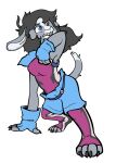  action_pose anthro black_hair blue_eyes breasts buckteeth claws clothed clothing costume cute_fangs domestic_cat felid feline felis female fur grey_body grey_fur hair hi_res hybrid lagomorph leporid looking_up lucheek mammal multicolored_body multicolored_fur one_eye_closed pose rabbit solo spandex spandex_suit superhero teeth tight_clothing two_tone_body two_tone_fur white_body white_fur 