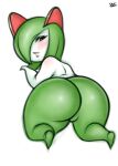  absurd_res anthro bedroom_eyes big_butt butt female hi_res huge_butt kirlia lips looking_at_viewer looking_back narrowed_eyes nintendo open_mouth open_smile pok&eacute;mon pok&eacute;mon_(species) red_eyes saltyxodium seductive short_stack smile solo thick_thighs video_games 