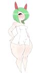  absurd_res anthro bedroom_eyes big_butt breasts butt female hand_on_hip hi_res huge_butt kirlia lips looking_at_viewer narrowed_eyes nintendo pok&eacute;mon pok&eacute;mon_(species) red_eyes saltyxodium seductive shiny_pok&eacute;mon short_stack sitting small_breasts solo thick_thighs towel video_games 