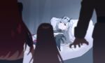  3girls absurdres bandaged_head bandages black_tiara breasts brown_hair commander_(nikke) commentary dress english_commentary goddess_of_victory:_nikke grey_hair highres long_hair looking_at_viewer modernia_(nikke) modernia_(second_affection)_(nikke) multiple_girls official_alternate_costume official_alternate_design only_one_(nikke) rapi_(nikke) rapi_(red_hood)_(nikke) red_eyes red_hair tiara wge white_gown 
