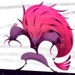  abstract claws gen_5_pokemon highres looking_at_viewer lorenzocolangeli pink_hair pokemon pokemon_(creature) purple_fur sharp_teeth simple_background solo solo_focus standing teeth zoroark 