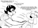 2026 4:3 anthro asriel_dreemurr black_and_white blush boss_monster_(undertale) bovid breasts caprine catty_cattenheimer comic deltarune dialogue domestic_cat duo english_text felid feline felis female goat grin hi_res imminent_sex komododad male male/female mammal mischievous_smile monochrome sharp_teeth shoving smile teeth text undertale undertale_(series)