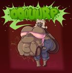 abdominal_bulge anthro belly big_belly big_breasts big_butt big_ears breasts brown_body burping butt clothing dominant dominant_female duo female female/female fetishframe hi_res huge_breasts huge_butt lagomorph leporid mammal onomatopoeia organs overweight rabbit rumbling_stomach sharp_teeth sound_effects stomach teeth text torn_clothing vore