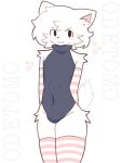 >:3 3:4 anthro armwear black_clothing black_eyes black_legwear black_leotard black_nose black_thigh_highs blush blush_lines clothing domestic_cat felid feline felis femboy fluffy fluffy_tail fur heart_symbol hi_res inner_ear_fluff legwear leotard long_tail looking_at_viewer male male_anthro mammal navel oderox paws pink_armwear pink_blush pink_clothing pink_heart pink_inner_ear pink_legwear pink_stripes pink_thigh_highs sharp_teeth silly_cat_(mauzymice) simple_background solo stripes tail teeth thigh_highs tuft white_armwear white_background white_body white_clothing white_fur white_legwear white_stripes white_tail white_thigh_highs white_tuft