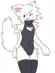 2026 3:4 :3 anthro big_tail black_clothing black_eyes black_legwear black_leotard black_nose black_thigh_highs blush blush_lines clothing domestic_cat felid feline felis femboy fluffy fluffy_tail fur heart_symbol hi_res legwear leotard long_tail looking_at_viewer male male_anthro mammal navel oderox open_mouth paws pink_blush pink_heart pink_inner_ear sharp_teeth silly_cat_(mauzymice) simple_background solo tail teeth thigh_highs tuft white_body white_fur white_tail white_tuft