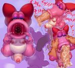  birdo birdo_(character) bodily_fluids breasts cum duo eyelashes fellatio genital_fluids gynomorph hand_on_face intersex intersex/male male mario_bros narrowed_eyes nintendo oral penile ribbons ring saliva sappucaio sex 