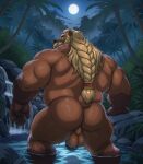anthro backsack balls barazoku bath bathing bear beard bedroom_eyes belly biceps big_butt big_muscles blonde_beard blonde_eyebrows blonde_facial_hair blonde_hair blonde_mustache blonde_sideburns braided_beard braided_hair braided_ponytail brown_body brown_fur butt cloud creek dwarf eyebrows facial_hair flirting flirting_look flirting_with_viewer forest forest_background full_moon fur genitals hair hi_res inviting inviting_to_sex inviting_viewer jungle jungle_background light looking_at_viewer looking_back looking_back_at_viewer magniursus male mammal manly mature_anthro mature_male moon mooning moonlight musclegut muscular muscular_anthro muscular_arms muscular_male muscular_thighs mustache narrowed_eyes nature nature_background night nude nude_anthro nude_male offering_sex offering_to_viewer outside overhead_lighting palm_tree partially_submerged penis plant ponytail presenting presenting_body presenting_hindquarters rear_view rock seducing_viewer seductive showing_off_butt showing_off_muscles sideburns sky solo standing standing_in_water tail thick_arms thick_eyebrows thick_thighs thoraden_(magniursus) tree ursine water