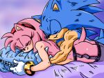 absurd_res amy_rose anthro bed blush bonnet bracelet breast_grab breasts butt clothing eulipotyphlan eyes_closed female furniture hand_on_breast headgear headwear hedgehog hi_res jewelry legwear lying male mammal on_front pillow pink_body rail randomguy999 sega smile sonic_the_hedgehog sonic_the_hedgehog_(series) thigh_highs toned_male