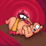 absurd_res anthro belly big_belly big_butt breasts butt cheek_tuft crush digestion duo eyelashes eyewear facial_tuft glasses glowing glowing_eyes hi_res male male/male mammal moobs nude overweight p34nutbunny p34nutbunny_(p34nutbunny) peril questionable_consent red_body smile sugerplump_(sugerplump) thick_thighs tuft vore wearing_glasses