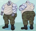 anthro ape armband army army_clothing army_outfit army_uniform back_muscles barazoku belly belt biceps big_belly big_butt big_muscles big_pecs black_boots black_clothing black_footwear black_wristband blue_eyes boots bottomwear bracelet brown_belt butt butt_focus camo camo_bottomwear camo_clothing camo_pants camo_print clothing combat_boots crossed_arms dog_tags fierce fierce_expression fist footwear frown frown_eyebrows frowney_face frowning_at_viewer fur gorilla green_background green_bottomwear green_clothing green_pants grey_body grey_fur grumpy haplorhine hi_res intimidation jewelry layndon male mammal manly mature_anthro mature_male menacing_aura menancing military military_clothing military_pants military_uniform model_sheet musclegut muscular muscular_anthro muscular_arms muscular_male muscular_thighs nipples pants pattern_bottomwear pattern_clothing pattern_pants pecs pose presenting presenting_body presenting_hindquarters primate rear_view scowl shirt shoes showing_off_butt showing_off_muscles simple_background soldier solo spiked_armband spiked_bracelet spikes standing stern stern_look tank_top thick_arms thick_thighs thug tight_bottomwear tight_clothing tight_pants tight_shirt tight_topwear topwear tough_guy uniform warrior white_body white_clothing white_fur white_shirt white_tank_top white_topwear wristband