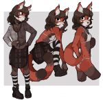 ailurid anthro bikini biped black_bottomwear black_clothing black_eyes black_skirt bottomwear brown_hair clothing collar crouching female fluffy_ears footwear grey_body grey_clothing grey_shirt grey_topwear hair hhonchkrow234 hi_res legwear long_ears long_socks long_tail mammal multicolored_body open_mouth pattern_bottomwear pattern_clothing pattern_footwear pattern_legwear pattern_shirt pattern_skirt pattern_socks pattern_topwear red_body red_panda shirt shoes simple_background skirt socks solo standing striped_clothing striped_footwear striped_socks stripes swimwear tail topwear two-piece_swimsuit two_tone_body white_bikini white_clothing white_swimwear