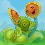  anus areola big_breasts big_butt blush breasts butt duo electronic_arts elemental_creature female female/female flora_fauna flower flower_creature narrowed_eyes outside petals plant plants_vs._zombies popcap_games sappucaio sunflower_(pvz) 
