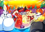  anthro big_breasts big_butt blaziken blush braixen breasts butt canid canine cinderace erection felid female finalofdestinations fur group hi_res hot_spring huge_breasts huge_butt hyper incineroar inner_ear_fluff lagomorph male male/female mammal multi_tail muscular muscular_anthro muscular_male ninetales nintendo open_mouth pok&eacute;mon pok&eacute;mon_(species) red_body red_fur teeth thick_thighs tuft video_games water white_body white_fur wide_hips yellow_body 