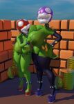  anthro areola big_breasts breast_suck breasts clothing duo elemental_creature elemental_humanoid female female/female flora_fauna hi_res huge_lips humanoid legwear mario_bros nintendo nipples piranha_plant plant plant_humanoid stockings sucking video_games wyerframez 