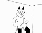 absurd_res against_surface against_wall animal_genitalia animal_penis animated anthro balls big_penis bodily_fluids canid canine canine_genitalia canine_penis collar erection eyewear femboy fox foxfreeguy genital_fluids genitals glasses hi_res huge_penis knot leaking_precum long_socks male mammal monochrome nerd nude penis precum roddy_(foxfreeguy) solo throbbing throbbing_knot throbbing_penis vein veiny_knot veiny_penis wearing_glasses