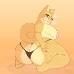  &lt;3 anthro big_butt blepwep blush bodily_fluids butt canid canine canis clothed clothing domestic_dog drooling female hi_res holding_butt huge_butt looking_back mammal mature_female panties saliva simple_background thick_thighs tongue tongue_out topless underwear yellow_body 