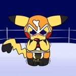 black_ear_tips blush bodily_fluids bottomwear bottomwear_down clothed clothing cosplay_pikachu_(character) cosplay_pikachu_(costume) crying detailed_background diaper digital_media_(artwork) dipstick_ears ear_markings embarrassed exposed_diaper female fighting_ring floppy_ears generation_1_pokemon genital_fluids ibispaint_(artwork) multicolored_ears nintendo omorashi open_mouth pants pants_down partially_clothed pikachu pikachu_libre pokemon pokemon_(species) sad shaking solo tears trembling unclean_diaper urine used_diaper using_diaper wearing_diaper wet_diaper wetting wetting_diaper