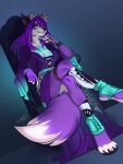  2021 4_toes 5_fingers anthro ariannafray_pr black_nose blue_eyes breasts clothed clothing digital_media_(artwork) feet female fingers hair hi_res horn looking_at_viewer purple_hair toes 