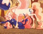 accessory anal animal_genitalia animal_penis anus balls bent_legs blonde_hair blue_body blush bodily_fluids curved_horn cutie_mark dapple darkened_genitalia dominant dominant_male dripping duo ear_tuft equid equine equine_genitalia equine_penis erection femboy feral fetlocks floppy_ears forest forest_background genital_fluids genitals grass hair hair_accessory hasbro horn horse horseshoe larger_male leaf licking long_hair male male/male mammal multicolored_hair my_little_pony mythological_creature mythological_equine mythology nature nature_background open_mouth oral outside_sex pegasus penis pink_genitals plant precum precum_drip raised_leg raised_tail rimming saliva satin_sabre_(snowberry) sex size_difference smaller_male snowberry sparkles spread_wings submissive submissive_male tail teeth tongue tree tuft two_tone_hair unicorn white_body wings