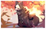  16:9 anthro black_body black_fur canid canine canis changed_(video_game) fur hemuchang hi_res male mammal mask puro_(changed) simple_background solo widescreen wolf 