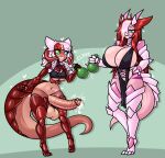  absurd_res animal_humanoid big_breasts big_penis bodily_fluids breasts cleavage clothed clothing cum dragon dragon_humanoid erection female genital_fluids genitals gynomorph hi_res huge_breasts huge_penis humanoid intersex limebreaker penis precum sabrith_ebonclaw tayelle_ebonclaw thick_thighs wide_hips 