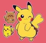  :3 artsy-rc closed_mouth commentary english_commentary gen_1_pokemon glint highres holding holding_knife knife looking_at_viewer no_humans one_eye_closed outline pikachu pink_background pokemon pokemon_(creature) signature simple_background smile white_outline 