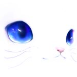  1:1 ambiguous_gender blue_eyes blue_sclera domestic_cat felid feline felis feral hi_res mammal pink_nose simple_background snoiifoxxo solo whiskers white_background white_body 