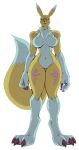  2021 3_toes ambiguous_gender angry anthro bare_shoulders barefoot big_breasts black_sclera blue_eyes breasts canid canine chest_tuft claws curvaceous curvy_figure digimon digimon_(species) digital_media_(artwork) digitigrade dipstick_ears dipstick_tail fan_character featureless_breasts featureless_crotch feet female finger_claws fluffy fluffy_tail fox front_view fur hi_res mammal markings multicolored_body multicolored_ears multicolored_fur multicolored_tail navel nude riipley simple_background small_waist solo standing taomon thick_thighs toe_claws toes tuft two_tone_body two_tone_fur voluptuous wide_hips yellow_body yellow_fur 
