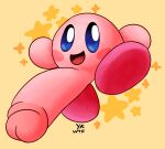  absurd_res action_pose big_penis blush blush_stickers english_text erection feet genitals hi_res huge_penis humanoid_genitalia humanoid_penis jumping kirby kirby_(series) looking_at_viewer male nintendo not_furry open_mouth penis penis_tip pose profanity simple_background smile solo solo_focus star text video_games waddling_head yellow_background yungknight 