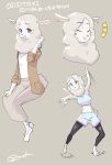  alpaca anthro barefoot blue_eyes bra camelid capoeira clothing feet female fitness footwear fur looking_at_viewer mammal miho_shirakawa_(odd_taxi) odd_taxi shoes simple_background smile smiling_at_viewer solo underwear white_body white_fur zigrock_brony 