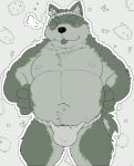  2021 anthro asian_clothing belly black_nose canid canine canis clothing domestic_dog east_asian_clothing fundoshi fur goujuyu green_body green_fur hi_res japanese_clothing kemono male mammal moobs navel nipples overweight overweight_anthro overweight_male solo tongue tongue_out underwear 
