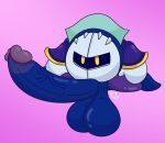  balls big_penis blue_body cape clothed clothing erection genitals gloves handwear hi_res huge_penis humanoid_genitalia humanoid_penis kirby_(series) male mask meta_knight nintendo not_furry penis pink_background quivster shoulder_guards shoulder_pads simple_background simple_eyes solo solo_focus vein veiny_penis video_games waddling_head yellow_eyes 