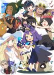  3girls 4boys absurdres acerola_(pokemon) alolan_form alolan_persian alolan_raichu arm_tattoo armlet backpack bag bangs baseball_cap beanie black_hair black_headwear black_jacket black_pants blonde_hair blunt_bangs blush braid closed_eyes collarbone collared_dress commentary_request cosmog dark_skin dark_skinned_male dated dress eating elio_(pokemon) elite_four eyewear_on_head gen_3_pokemon gen_7_pokemon green_eyes green_hair green_shorts grey_eyes grey_hair guzma_(pokemon) hands_up hat hau_(pokemon) highres holding iroyopon island_kahuna jacket legendary_pokemon lillie_(pokemon) long_hair looking_at_viewer malasada mimikyu mouth_drool multicolored multicolored_clothes multicolored_dress multicolored_hair multiple_boys multiple_girls nanu_(pokemon) open_clothes open_jacket open_mouth orange_bag pants pokemon pokemon_(creature) pokemon_(game) pokemon_sm purple_hair pyukumuku red_eyes red_headwear red_shirt sableye sandals sandygast selene_(pokemon) shirt short_ponytail short_sleeves shorts signature sleeveless sleeveless_dress stitches sun_hat sunglasses t-shirt tattoo tied_shirt tongue twin_braids two-tone_hair undercut upper_teeth white_dress white_hair white_headwear white_shirt yellow-framed_eyewear |d 