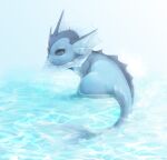  closed_mouth commentary_request gen_1_pokemon grey_eyes looking_to_the_side meiji_(meiji770) no_humans paws pokemon pokemon_(creature) shiny solo toes vaporeon water 