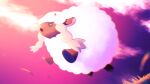  absurdres blurry brown_eyes cloud commentary from_below gen_8_pokemon grass higa-tsubasa highres no_humans open_mouth outdoors pokemon pokemon_(creature) sheep sky solo twilight wooloo 