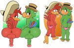  &lt;3 2021 absurd_res anthro anus avian balls bird blackmore butt chicken clothing disney duo feathers galliform gallus_(genus) genitals green_body green_feathers half-closed_eyes hi_res jos&eacute;_carioca looking_at_viewer looking_back male narrowed_eyes panchito_pistoles panties parrot penis phasianid red_body red_feathers the_three_caballeros underwear 