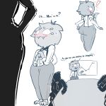 absurd_res ambiguous_gender anthro arachnid arthropod blush bodily_fluids bow_tie butt clothed clothing dialogue fangs group hi_res male multi_arm multi_eye multi_limb silhouette speech_bubble spider suspenders sweat text websheck websly 