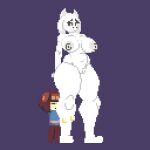  age_difference ambiguous_gender anthro areola big_breasts boss_monster bovid breasts caprine child clothed clothed/nude clothing curvy_figure digital_media_(artwork) duo female fur genitals hug huge_breasts huge_thighs hugging_from_behind hugging_leg human invalid_tag mammal mature_anthro nude older_anthro pixel_(artwork) protagonist_(undertale) pussy serarokusu size_difference standing thick_thighs toriel undertale video_games voluptuous white_body white_fur young younger_human 