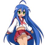  ahoge blue_hair flat_chest green_eyes izumi_konata lucky_star naked no_panties nude nude_filter photoshop uncensored undressing very_long_hair 