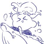 >_< 0olqplo0 1:1 alien ambiguous_gender big_ears biped bipedal_feral blush blush_lines bodily_fluids carrying_another chinchillid digital_drawing_(artwork) digital_media_(artwork) duo elfilin eyes_closed feral fluffy fluffy_tail flying_sweatdrops fur kirby kirby_(series) kirby_and_the_forgotten_land male_(lore) mammal monochrome mouthless nintendo notched_ear on_head rodent semi-anthro simple_background snowboard snowboarding sparkles starling_(kirby) sweat sweatdrop tail three-quarter_view waddling_head white_background